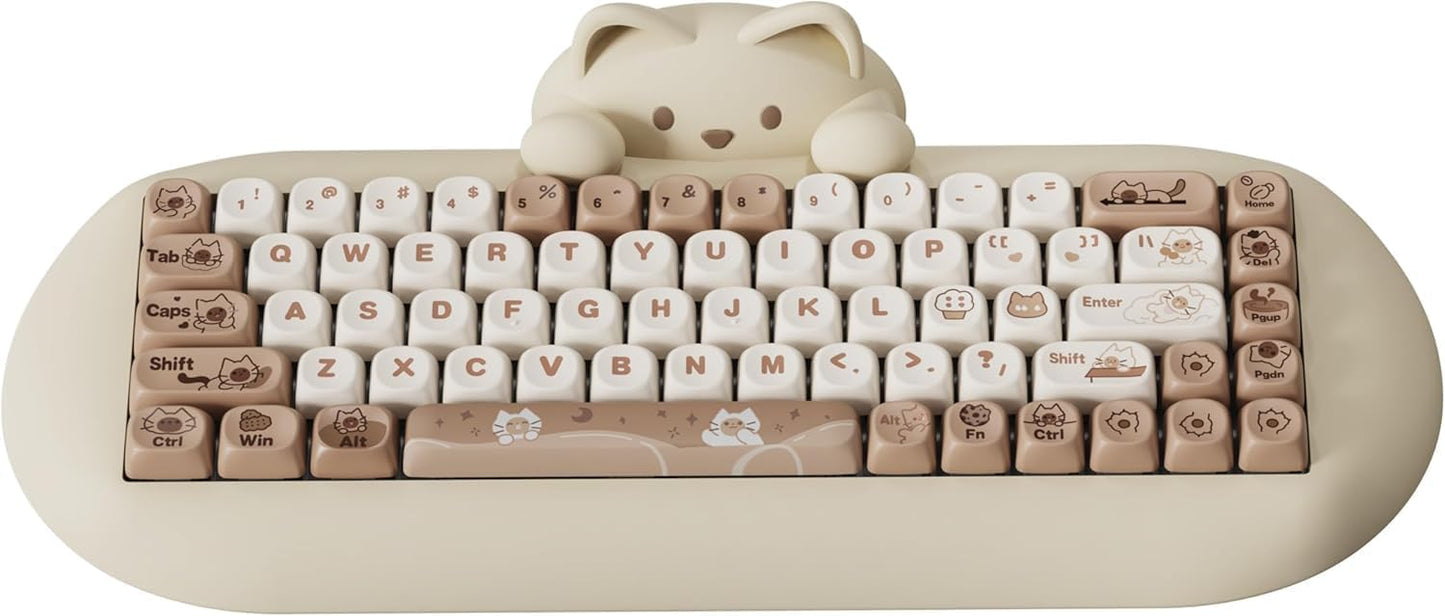 YUNZII C68 Panda Wireless Mechanical Gaming Keyboard, 68 Keys Cute Layout with PBT Keycaps,RGB Backlit, Hot Swappable,Creamy Switches,BT5.0/2.4G/Wired for Win/Mac(Black,Panda Switch)