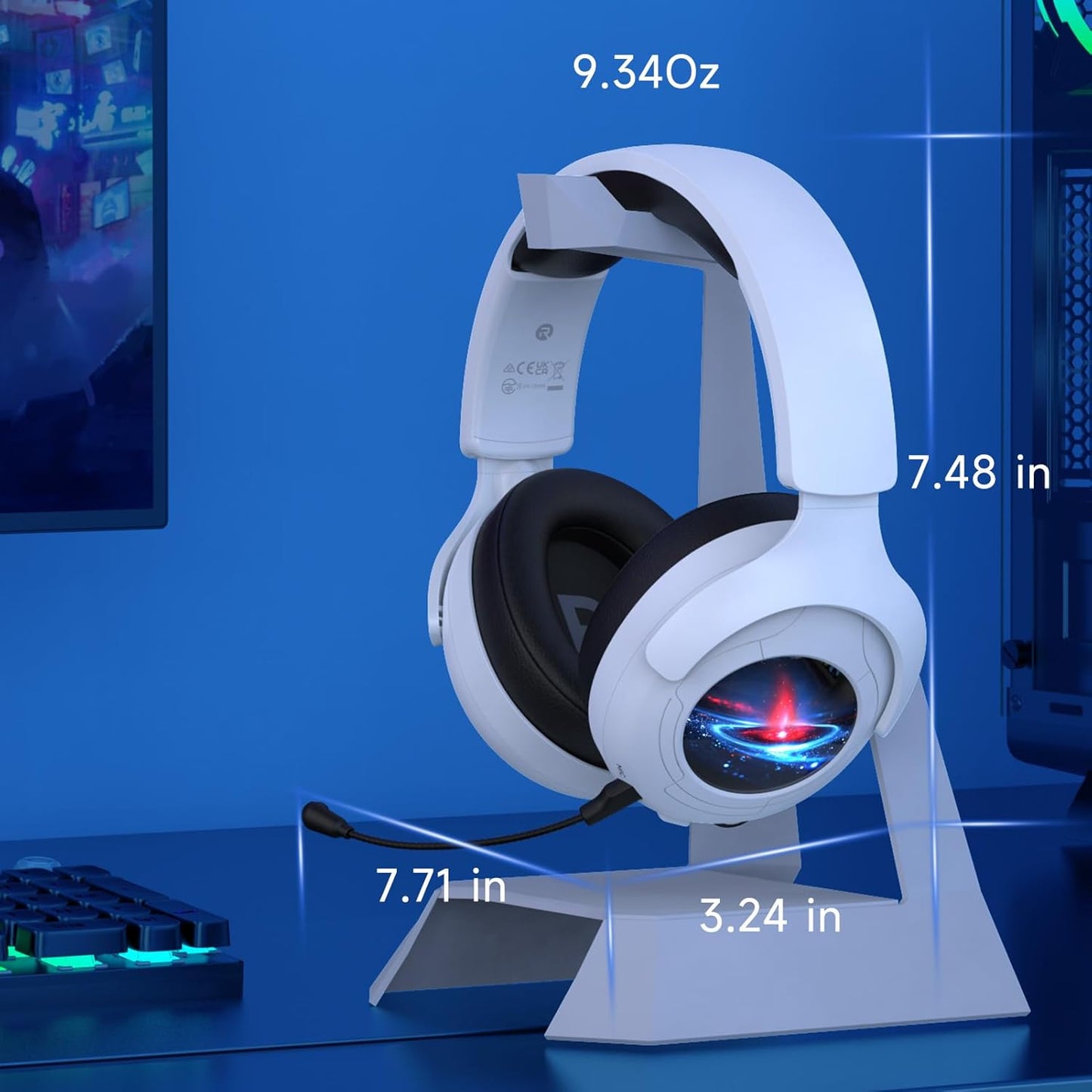 2.4GHz Gaming Headset Wireless for PS5, PS4, PC, Switch, Fortnite/Minecraft/FPS Gamers, Bluetooth 5.3 Gaming Headphones with Noise Canceling Mic, 45H+ Battery, Bass Sound, RGB Light -Black