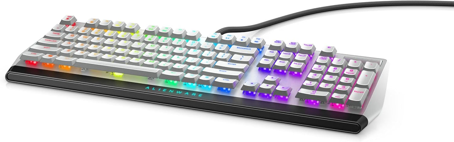 Alienware Low-Profile RGB Gaming Keyboard AW510K, AlienFx Per Key RGB LED Color Backlighting, Media CONTROLS & USB Passthrough, Cherry MX Low Profile Red Switches