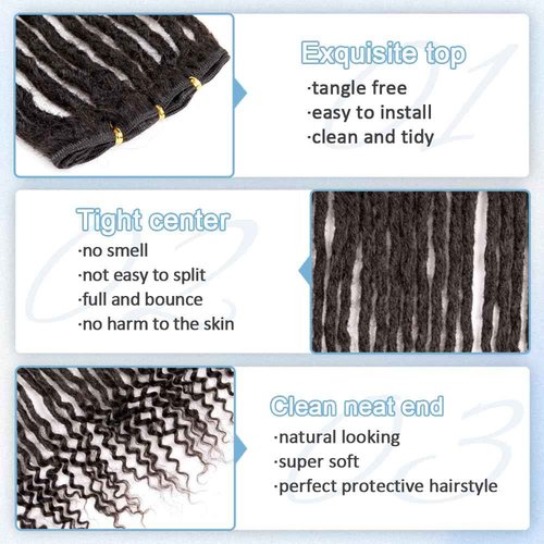 Originea 0.6cm 6-18 Inch 100% Human Hair Dreadlock Extensions Curly Ends Loc Extensions Human Hair For Women/Kids Handmade Permanent Loc Extensions Can Be Dyed Bleached Curled 1B# 10 inch 30 Strands