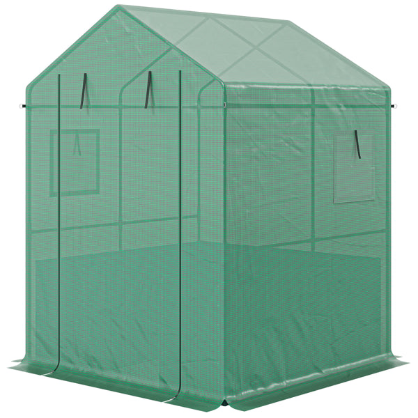Walk-In Greenhouse with Raised Bed - 55.5" x 74.8"