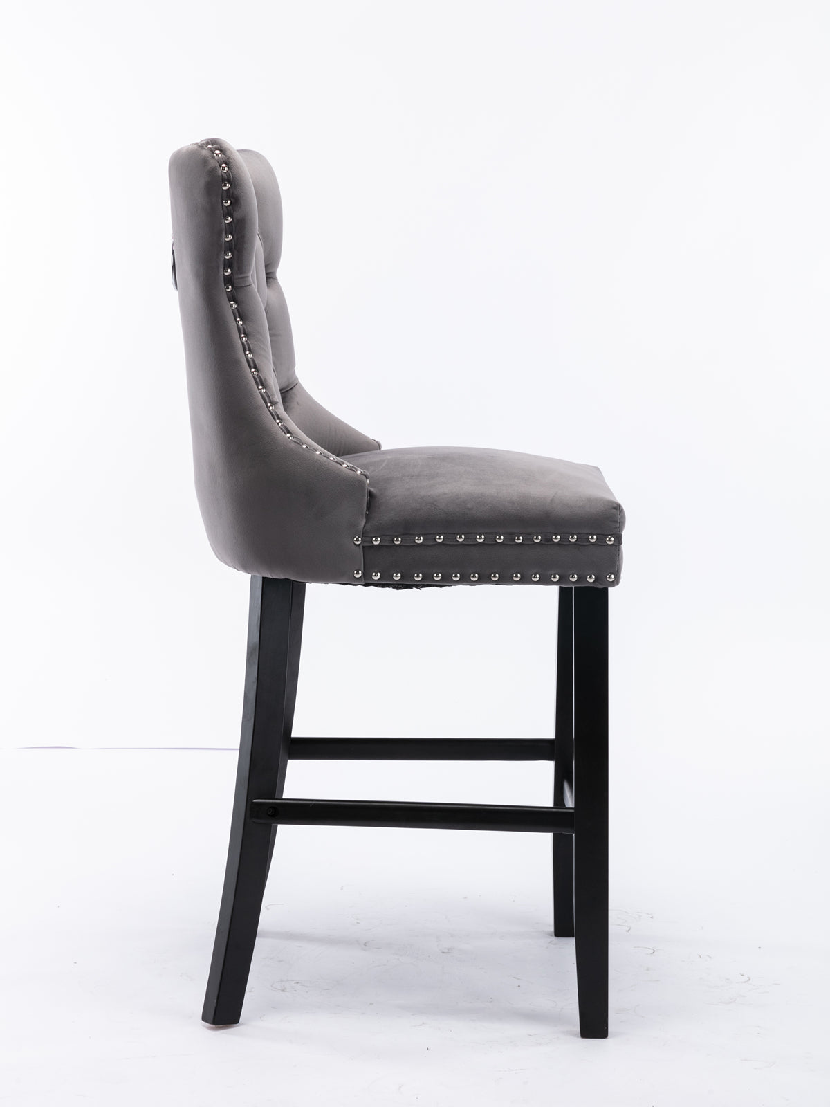 Contemporary Velvet Bar Stools Set of 2 - Gray