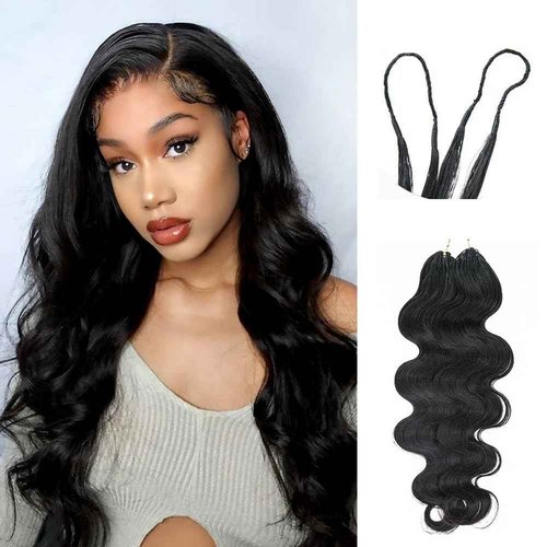 Body Wave Pre-Separated Crochet Hair Extensions Human Hair Knotless Pre-Separated Feather Crochet Braid Hair Extensions Natural Color 16 Inch 120g