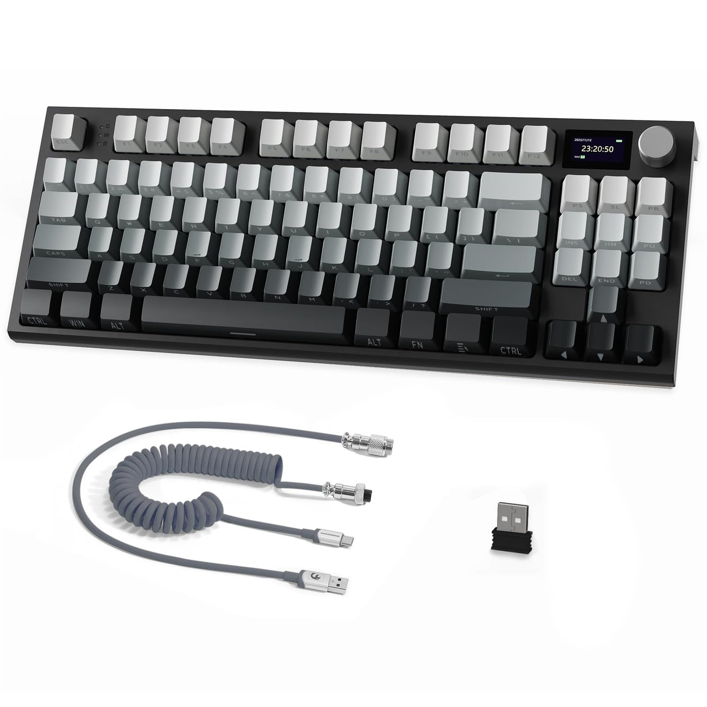 RK86 RGB 75% Wireless Gasket Mechanical Keyboard,Triple Mode Bluetooth5.0/2.4G/USB-C 82 Keys Hot Swappable Gaming Keyboard 4000 mAH Battery w/Knob & 1.2'' HD OLED Display,Custom Linear Switches