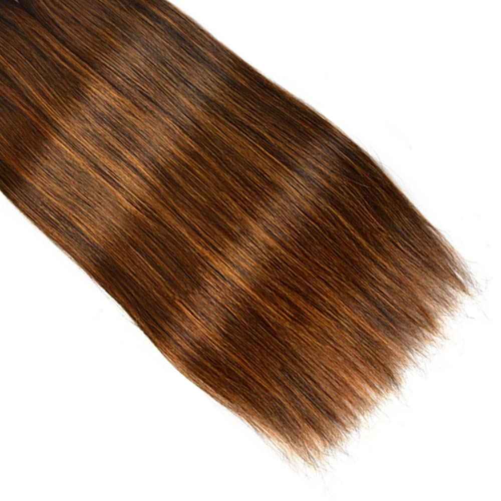 Giginger Straight Human Hair Bundles 26 28 30 Inch Brazilian Chocolate Brown Highlight P4/30 Straight Bundles Human Hair 100% Unprocessed Raw Quick Weave Hair for Black Women