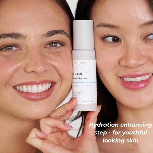 CELLVY Korean Stem Cell + Toner Serum w/Moroccan Argan Tree Stem Cells, Hyaluronic Acid & Antioxidants, Firming, Hydrating, Anti-Aging, Boosts Collagen Production, Cooling w/Aloe Vera