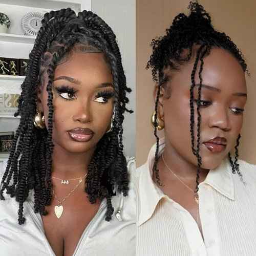 Afro Kinky Curly Braiding Hair for Dreadlocks, Loc Repair, Twists, Dreadlock Human Hair Bulk Pre-Separated Spring Afro Twist Human Hair Extensions 18Inch 100g