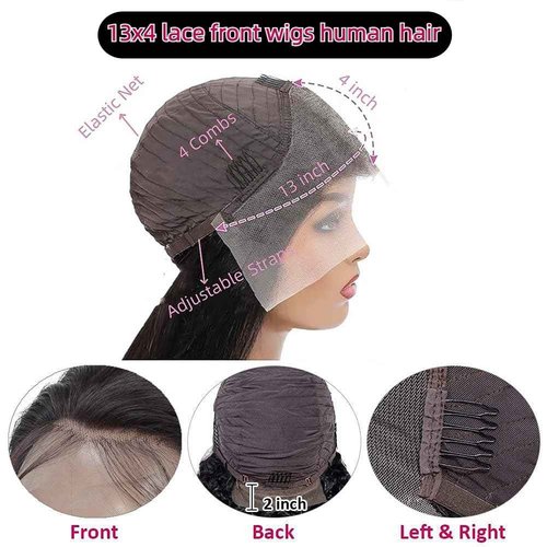 Oiosir 30 Inch Lace Front Wigs Human Hair 200 Density 13x4 HD Lace Front Wigs Human Hair Pre Plucked Glueless Wigs Human Hair for Women Straight Lace Frontal Wigs Natural Color, Black
