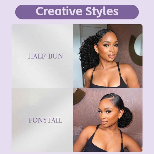 OQ Hair Afro Curly Half Wig Human Hair 180% Density 3 In 1 Beginner Friendly Glueless Wear and Go Kinky Curly Half Human Hair Wig for Women 18 Inch
