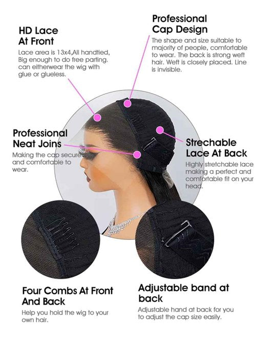 ORIGINAL QUEEN 13x6 Water Wave Lace Front Wigs Human Hair Pre Plucked Pre Bleached Knots Deep Curly Human Hair Wigs for Women 13X6 Lace Frontal Wig 200% Density Natural Color 24Inch