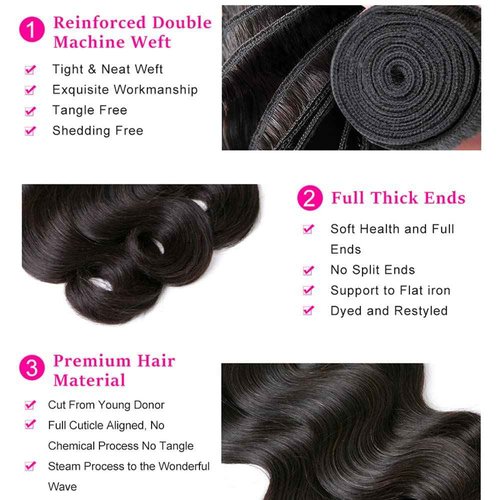 YISEA 12A Brazilian Body Wave Bundles with Closure(12 14 16 18+10 Closure) 100% Unprocessed Human Hair 4 Bundles with 4x4 Lace Closure Braziian Virgin Human Hair