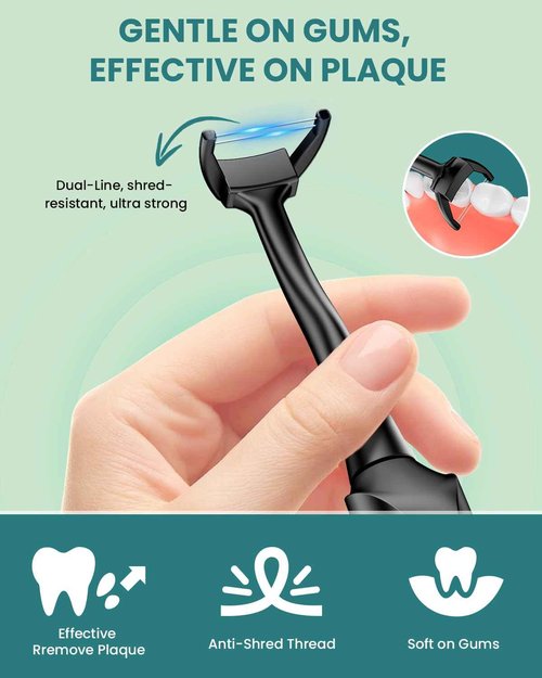 Electric Flosser for Teeth with 5 Speeds + 54 Refill Heads, Water Flosser Alternative, Easy Glide Flossing for Sensitive Gum, Rechargeable Oral Kit, 5X Cleaning, Portable Dental Floss Picks for Adults