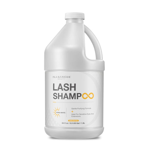 ISLA & FONTANE Lash Shampoo Bulk – Pura White 64 fl oz | Gentle Eyelash Shampoo for Extensions | Lash Foam Cleanser | Oil-Free Lash Bath for Home & Salon Use