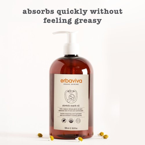 Erbaviva Organic Stretch Mark Oil for Pregnancy, Stretch Marks & Scars - 16 Fl Oz