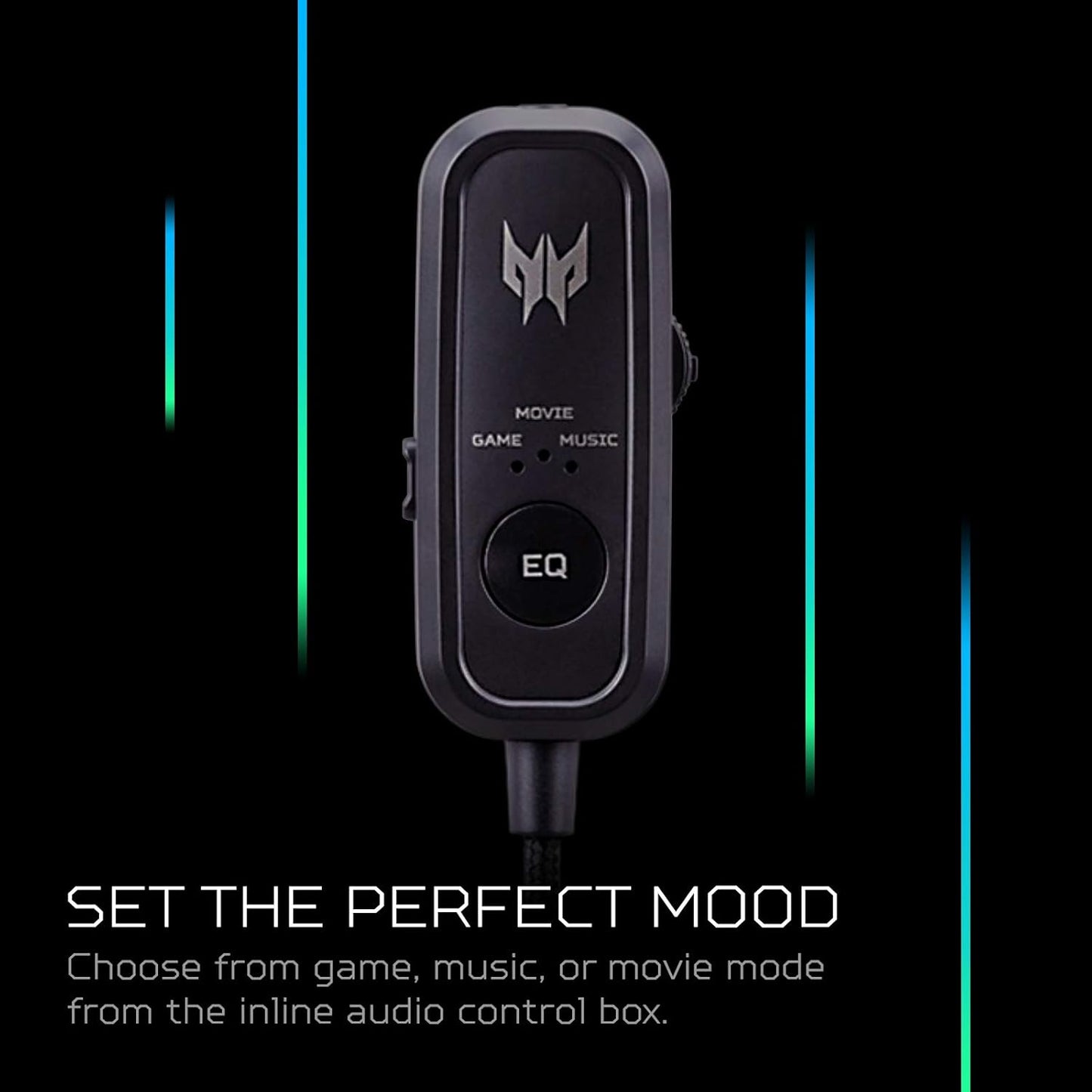 Acer Nitro Gaming Headset II: 50mm Drivers | Retractable Omni-Directional Noise-Canceling Microphone with On-Cable Controls | Over-Ear Design with RGB Lights, (Pack of 1)