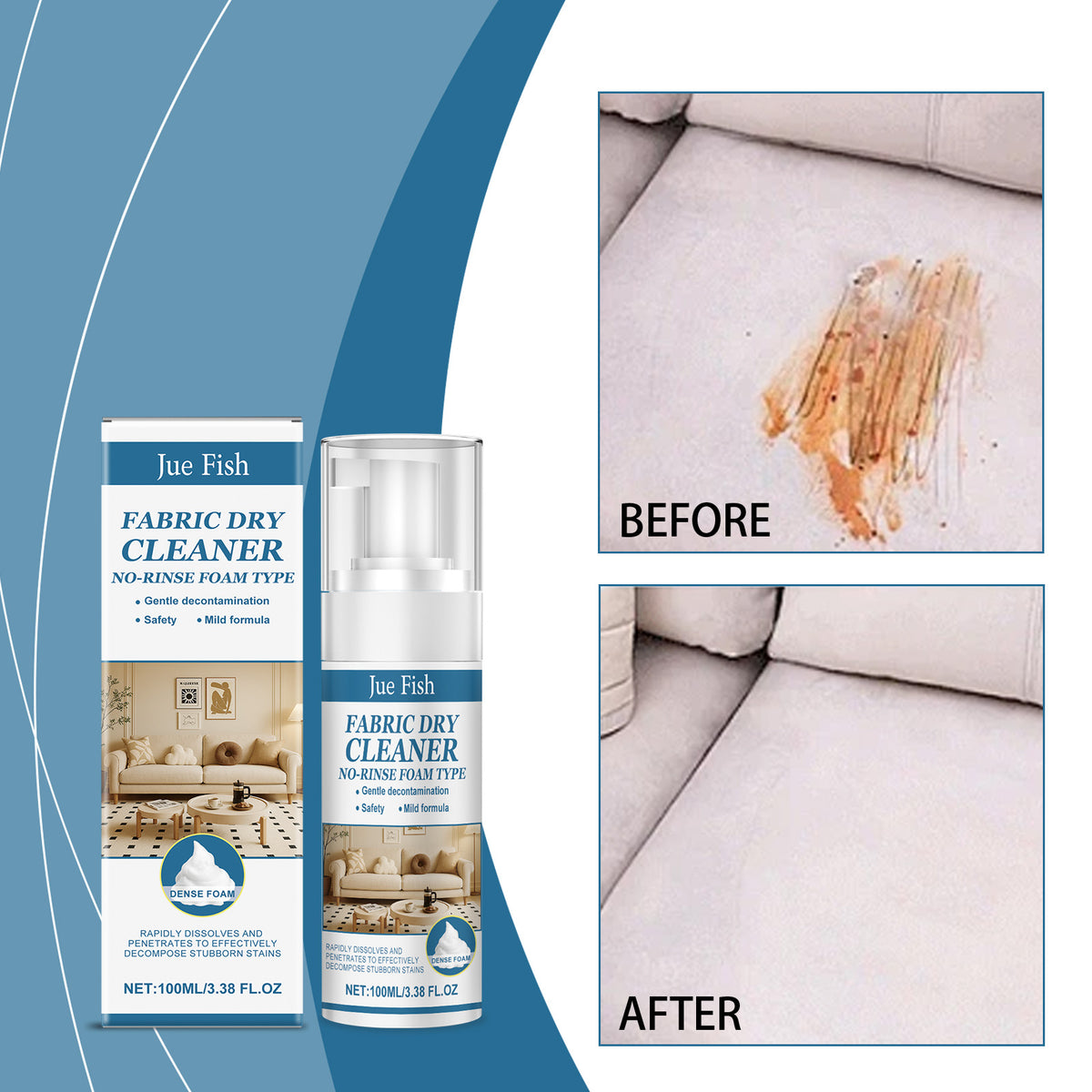 Fabric Sofa Cleaner 120ml Stain Remover for Upholstery - Non-Irritating, Easy to Use