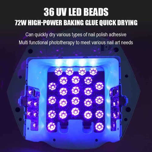 Interchangeable Light Panel & Battery - Cordless Rechargeable 72W UV LED Nail Lamp with Metallic Reflector & Base, Professional Salon-Grade Wireless Gel Nail Dryer Fast Curing Light (White)