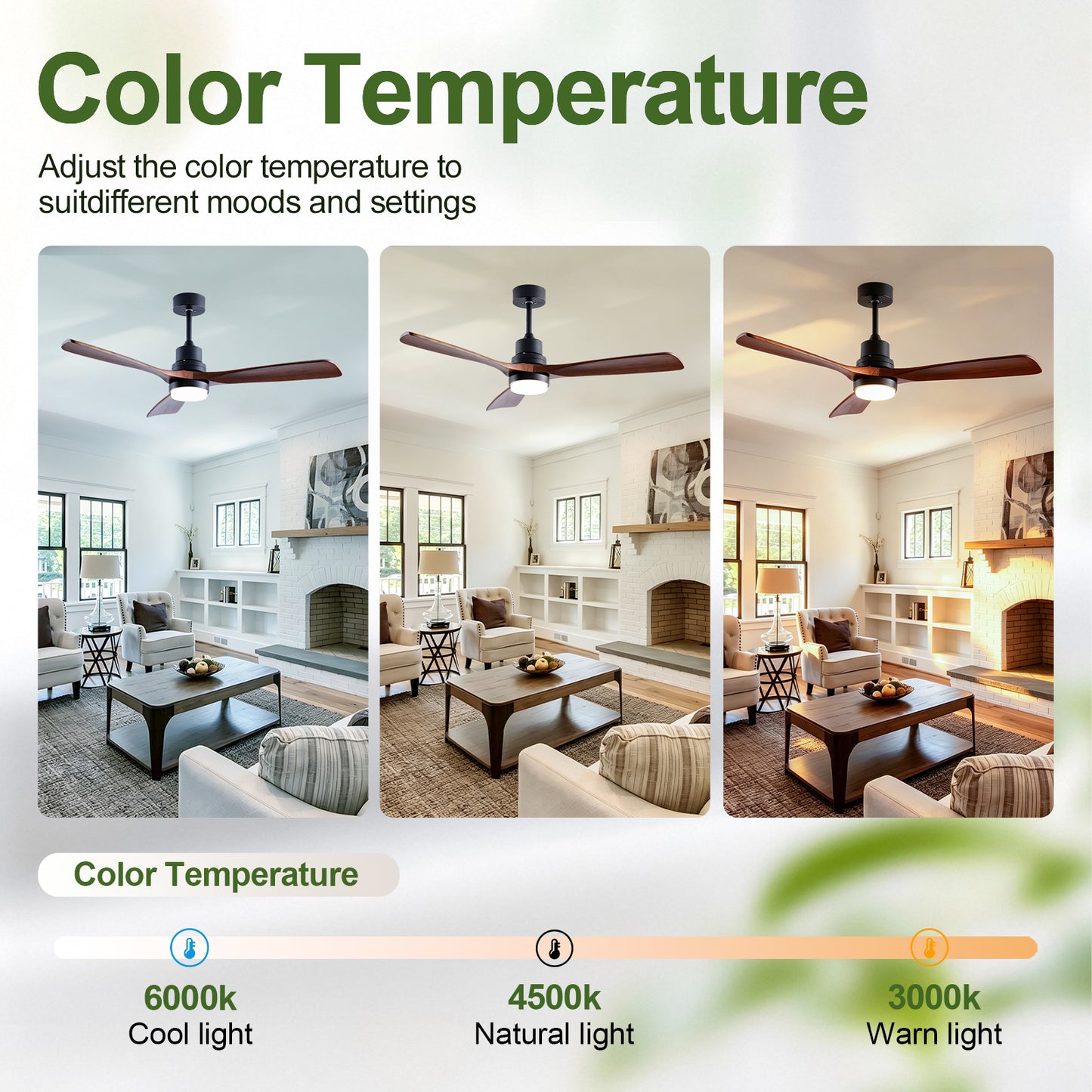 52-Inch Wooden Ceiling Fan with Light and Remote Control - Indoor Outdoor Modern Fan