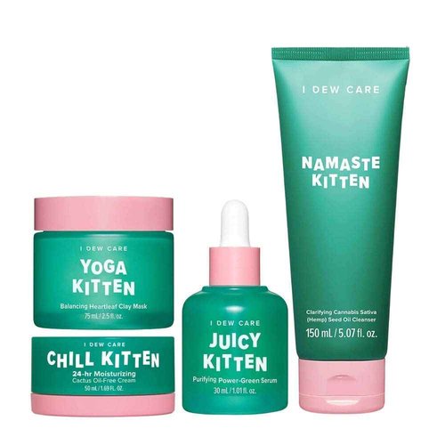 I DEW CARE Namaste Vegan Face Wash + Yoga Clay Face Mask + Juicy Serum + Chill Moisturizer Cream Bundle