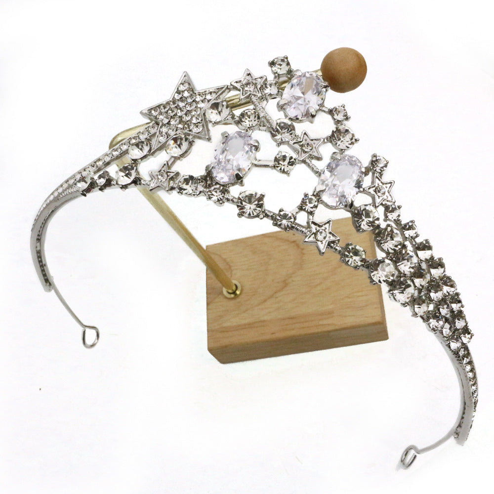 Zircon Star Bride Crown - Silver