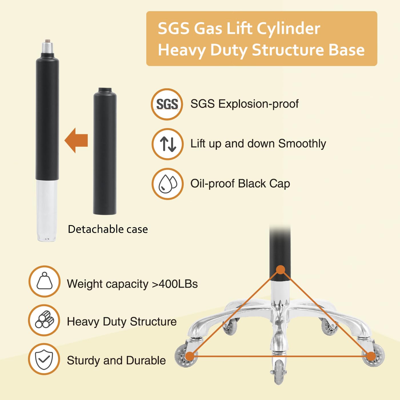 Nazalus Saddle Stool Rolling Chair Hydraulic Adjustable with Wheels for Office Home Salon Spa Studio (Orange)