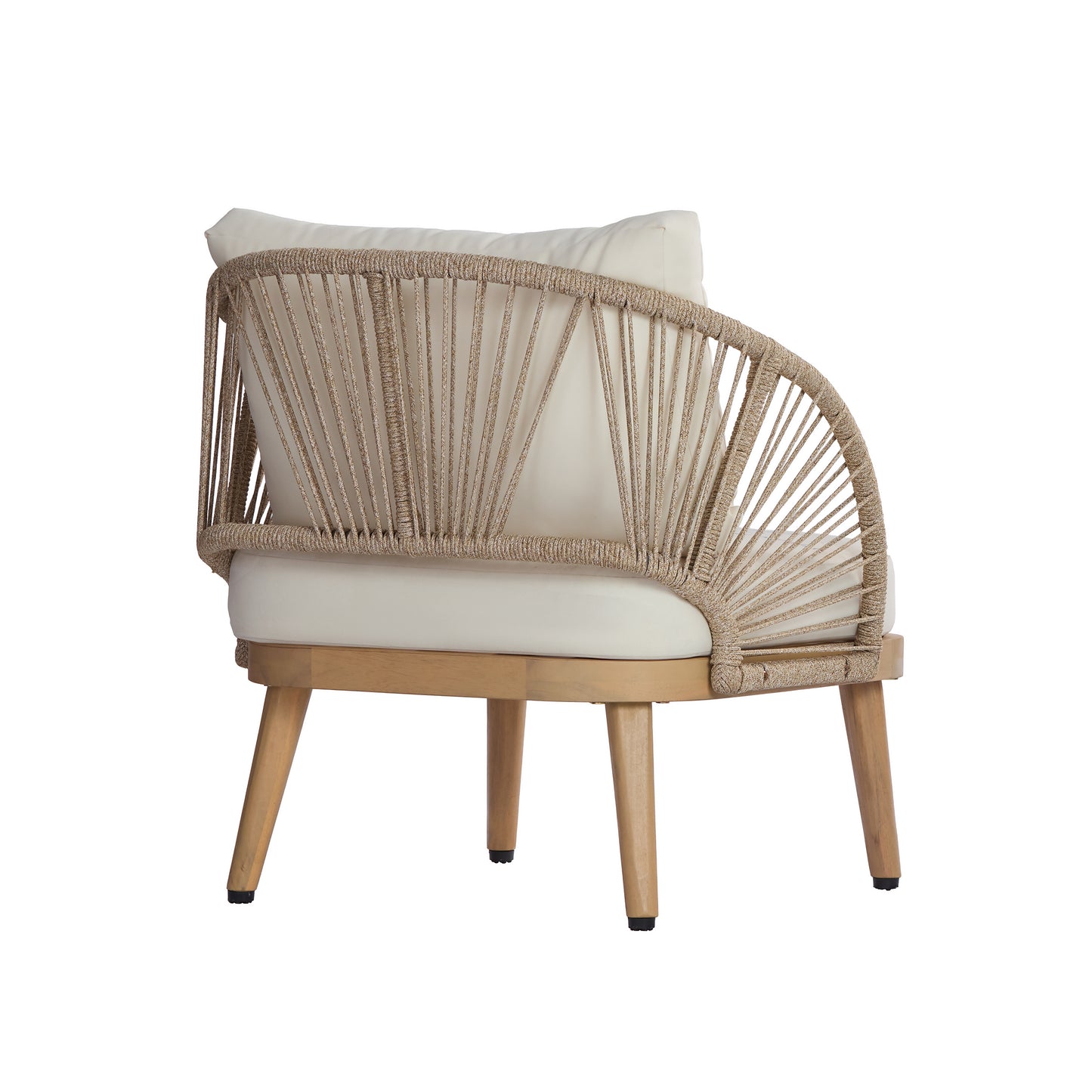 Acacia Wood Outdoor Club Chair, Curved Tub Design Patio Chair With