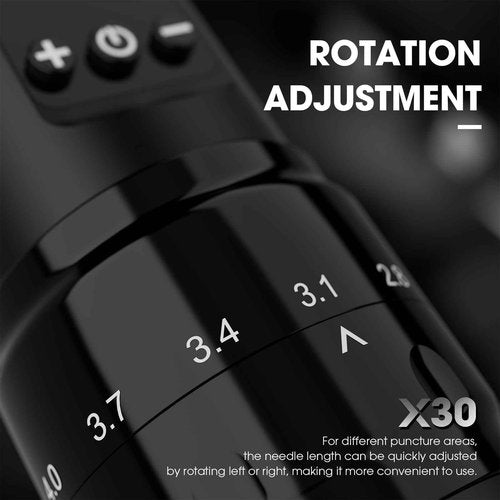 Filter Tattoo Gun - 7 Strokes 2.0-4.0mm Tattoo Machine Pen with Extra OLED Digital Display 1600mAh Battery Power Rotary Tattoo Gun for Beginners and Artists (X30 Black)