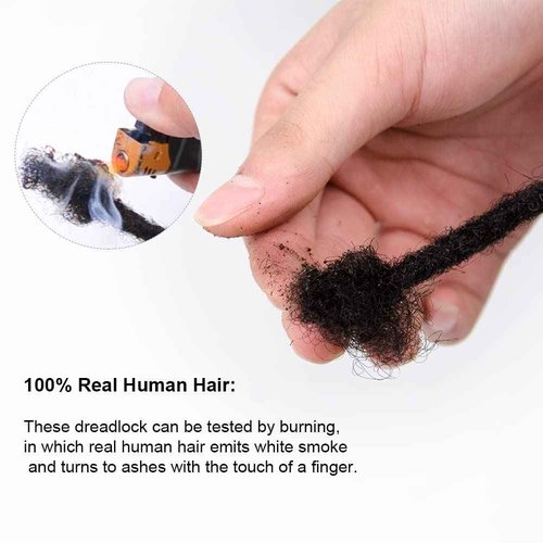 FAMILOCS Loose Curly Ends Human Hair Dreadlocks Extensions 0.4cm-0.8cm Width 8-16 Inch 100% Human Hair Handmade Loc Extensions with Needle and Comb (10 Inch 20 Strands, 0.4cm Width, Natural Black)