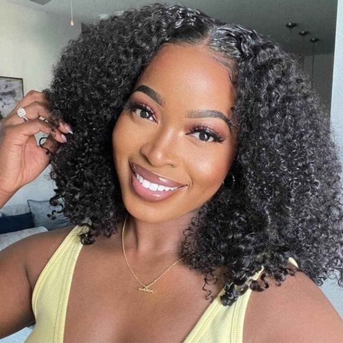 FYKD 250% Density Half Wig Human Hair Glueless 3 in 1 With Drawstring Seamless Clip in Flip Over Kinky Curly 100% Real Human Hair No Synthetic Blend No Tangle No Shedding 18 Inch Triple Lifespan 3X