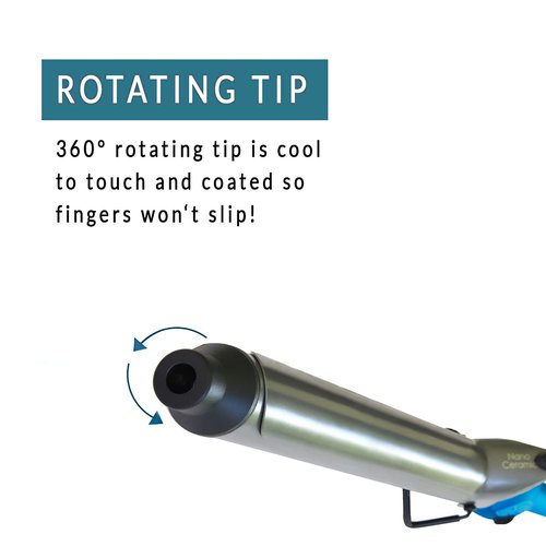 Mr Big Junior Hair Curling Iron - The Longest XL Styling Curling Irons for Long Hair (Aqua, 8" Barrel,1.25" Diameter)