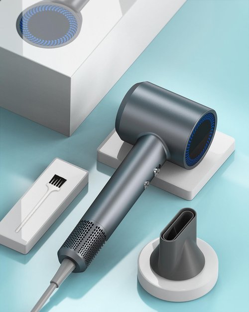 Hair Dryer, 110,000 RPM Professional High-Speed Blow Dryer with Plasma Ion, Thermo-Control, 4 Heat & 2 Speed, Lightweight & Low Noise, Magnetic Nozzle for Fast Drying at Home, Travel & Salon