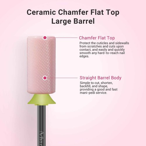 MelodySusie Rechargeable Nail Dust Collector with Ceramic 3/32'' Chamfer Flat Top Large Barrel Nail Drill Bit