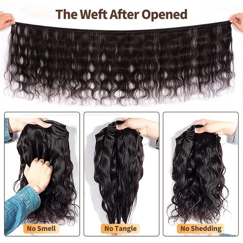 12A Body Wave Bundles 100% Unprocessed Brazilian Virgin Hair 18-22Inch 3 Bundles Double Weft Weave Real Human Hair Natural Black