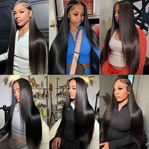 URUNIK 5x5 HD Lace Closure Wigs Human Hair 250 Density Wear and Go Glueless Wigs Human Hair for Women Pre Plucked Pre Cut with Baby Hair Bleached Knots Ready to Wear Black Straight Wig