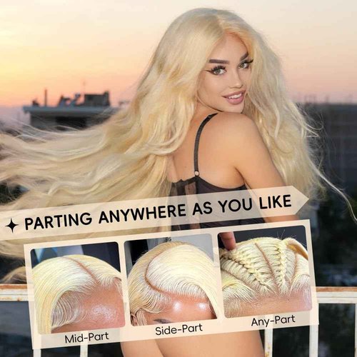 mululi 26 Inch Blonde Lace Front Wigs Human Hair Pre Plucked 613 Lace Front Wig Human Hair 200% Density Straight Blonde Wig with Baby Hair for Women