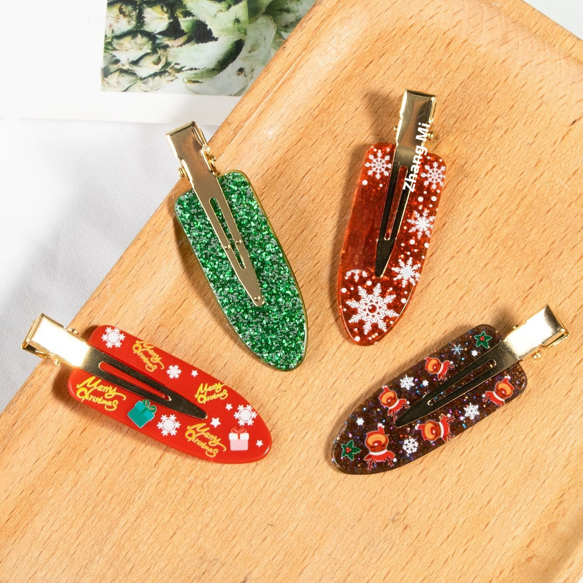 Christmas Holiday Hair Clips - Festive Acrylic Designs