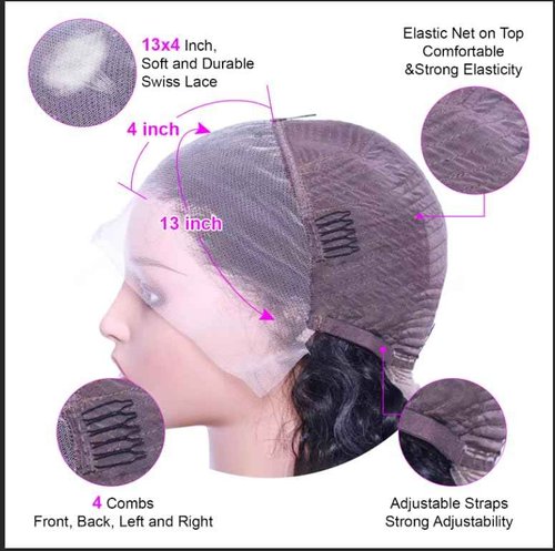 Squ&cir 13x4 Deep Wave Glueless Lace Front Wigs - Wet & Wavy, Pre-Plucked Curly, 26 Inch