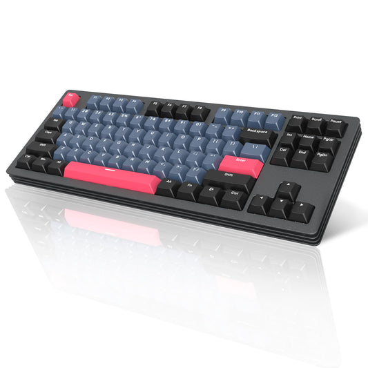 A.JAZZ AKC087 Mechanical Keyboard, Tri-Mode Wireless, Multi-Layer Metal Base, Compact 87 Keys TKL Layout, Retro Tricolor, Hotswappable RGB, for Win/Mac