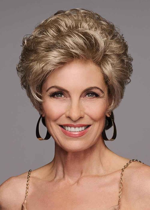 GABOR Instinct Luxury Short Wavy Shag Wig With Extended Lace Front by Hairuwear, Petite Average Size Cap, G630+ Chocolate Copper Mist