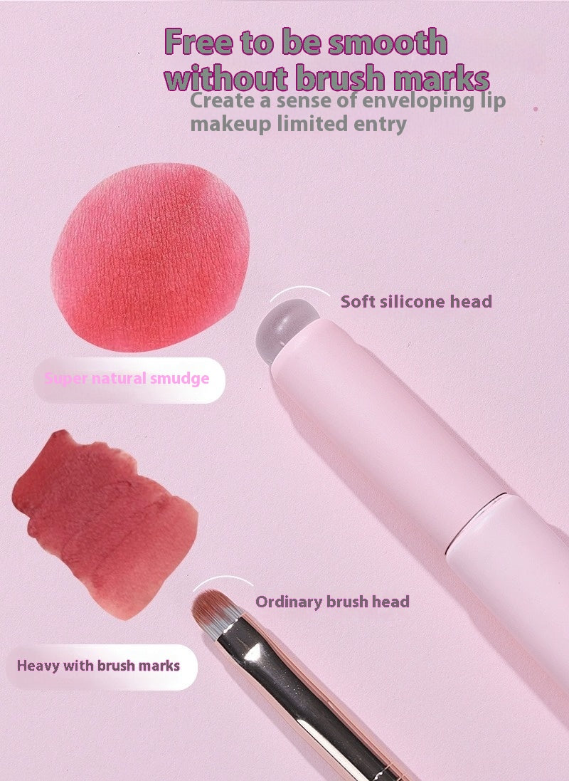 Portable Silicone Lip Brush with Lid - Travel Makeup Tool for Lips