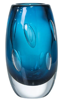 Decorative Glass Flower Vase for Showroom & Living Room - Blue Bubble Style