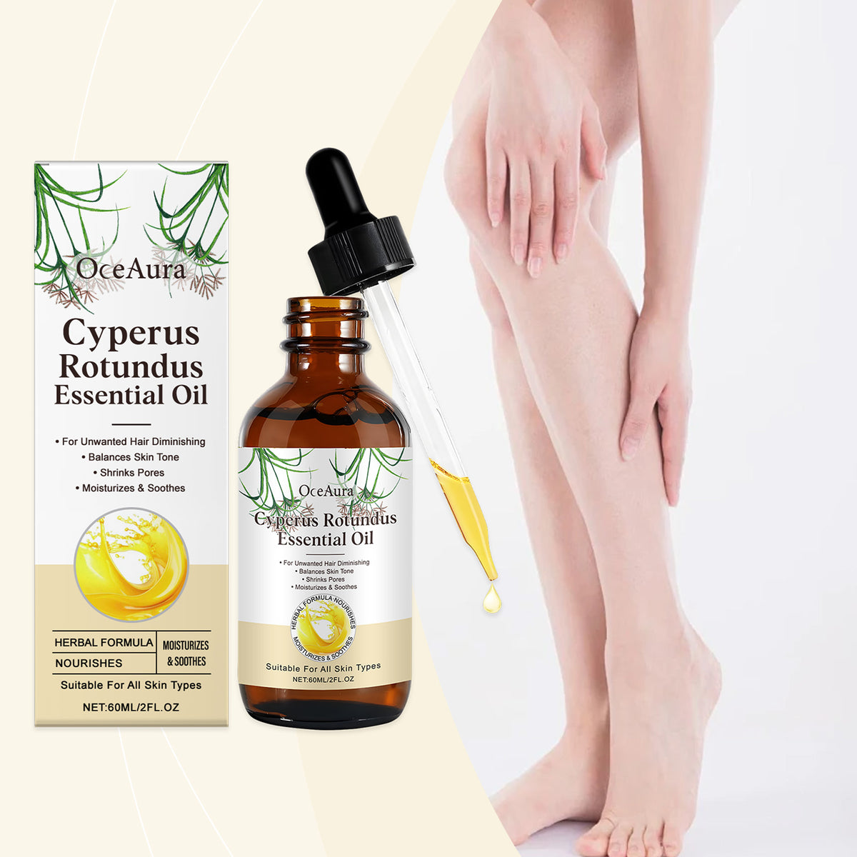 Herbal Hair Removal Care Oil 60ml - Gentle Skin Smoothing & Soothing