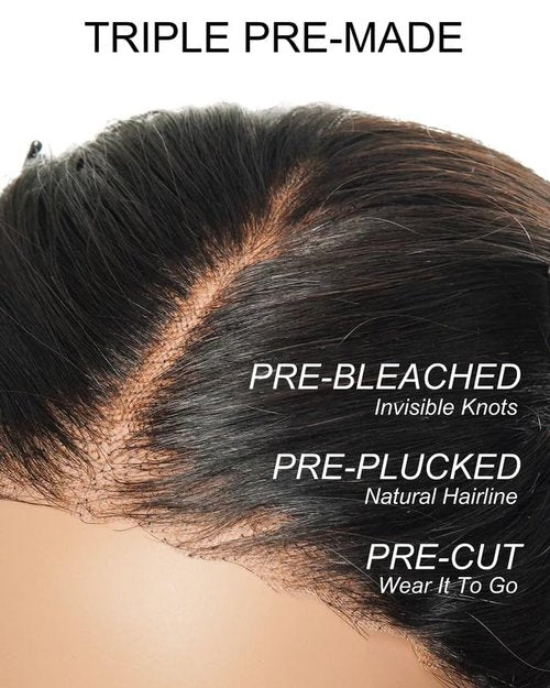 JALIZA 24" Pre Bleached Glueless Wig on Clearance - 100% Virgin Human Hair HD Lace Straight Wear-to-Go