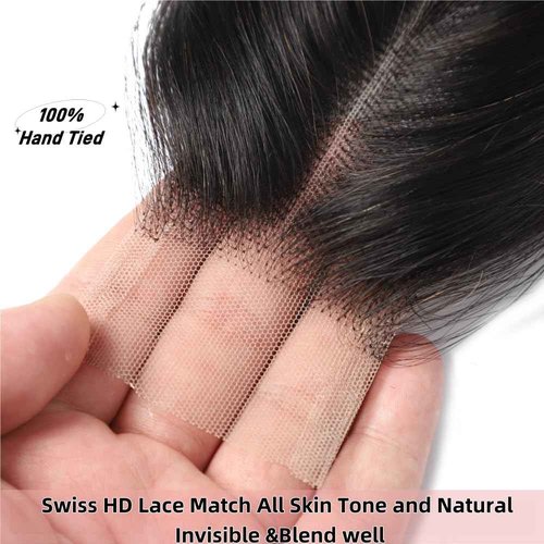 Anvnkl 2x6 HD Lace Closure Body Wave Human Hair Real HD Transparent 22inch 100% Brazilian Virgin Middle Part Pre Plucked with Baby Hair Natural Color Kim K 2x6 Closure