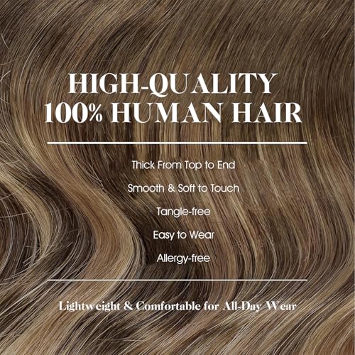 SIYUSI Clip in Hair Extensions Real Human Hair, 100% Brazilian Remy Human Hair Clip Ins, Invisible & Scalp-Friendly, Natural Black Mixed Chestnut Brown,7Pcs 4.23oz, 18 Inch