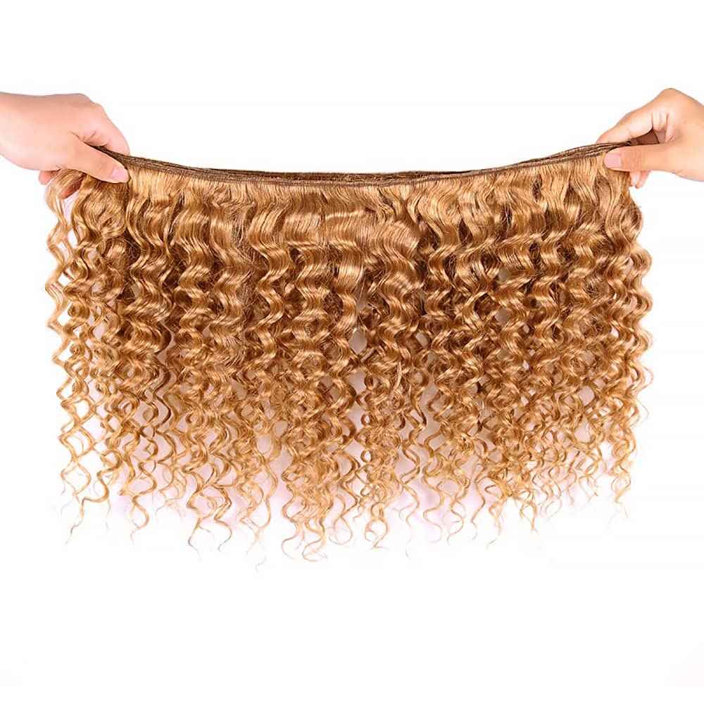 Honey Blonde Bundles Human Hair Color #27 Deep Wave Human Hair Bundles 26 26 26 Inch Brazilian Unprocessed Virgin Hair 3 Bundles Honey Blonde Deep Wave Bundles