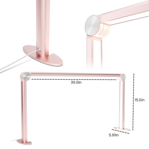 gelpal Nail Tech Lamp for Desk，30" 48W Professionals Led Light, Desk Lamp for Lash Eyelash Extension,Color Temperature 2700K-6000K, Full fold Makeup lamp,Salon&Home(Pink)