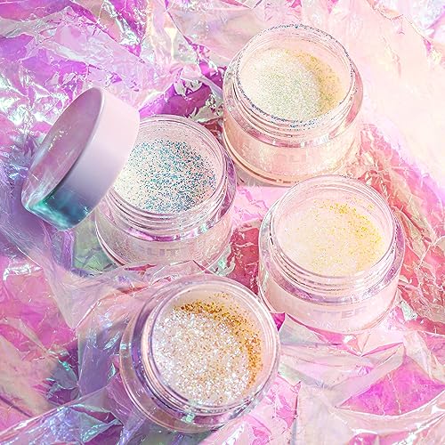 2 Pack Body Glitter Gel - Cosmetic-Grade, Color Changing Christmas Glitter Makeup for Face, Body, and Hair, Safe and Easy to Use, Perfect for Festivals Parties (01 Golden Mirage + 02 Stardust Pink)