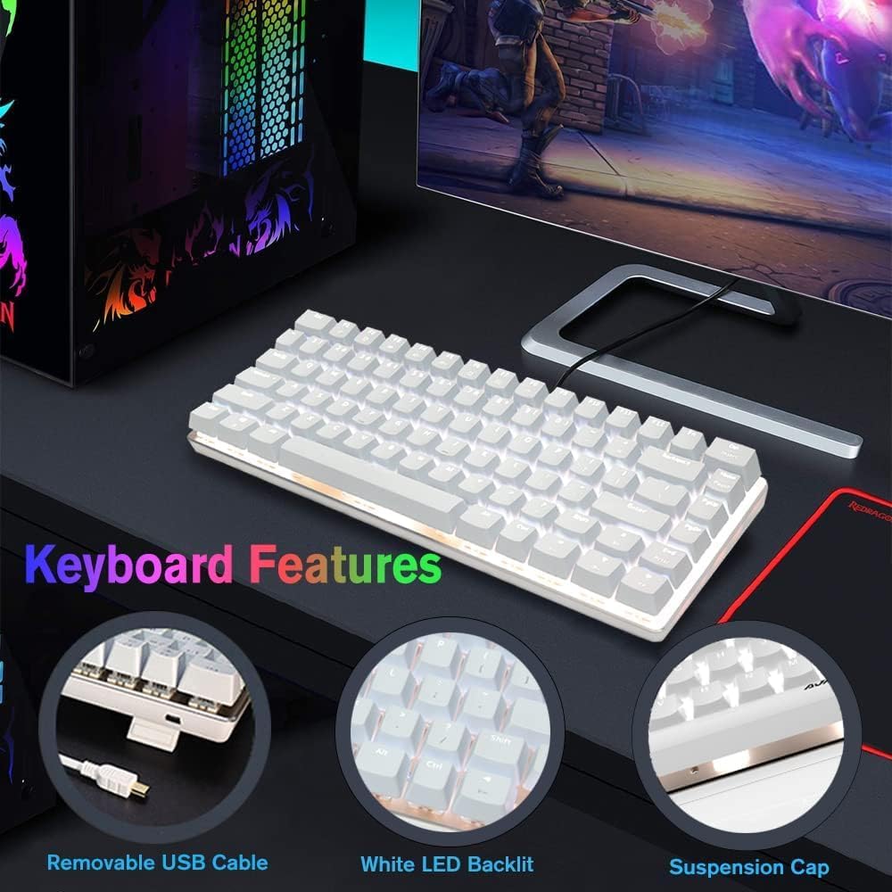 ZIYOU LANG Gaming Keyboard and Mouse and Mouse Pad,Wired Green Backlit Mechanical Keyboard,Superlight RGB Gaming Mouse,12000DPI Optical Sensor,6 Programmable Buttons Mice for PC Gamers