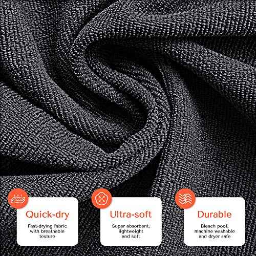 TASALON Microfiber Hair Towel for Salon - 10 Pack - 29 x 16 Inches, Quick Dry and Ultra-Soft Facial Towels with Soft Absorbant - Black